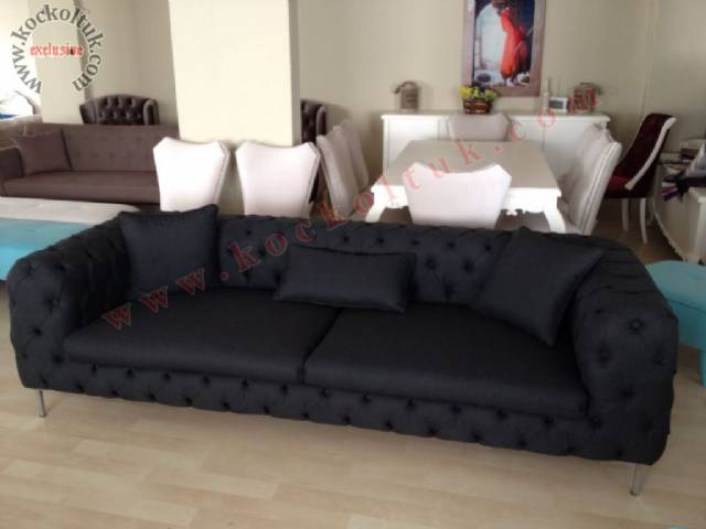 Siyah Luxury Chester Koltuk 2024 Chester Koltuk Modeli