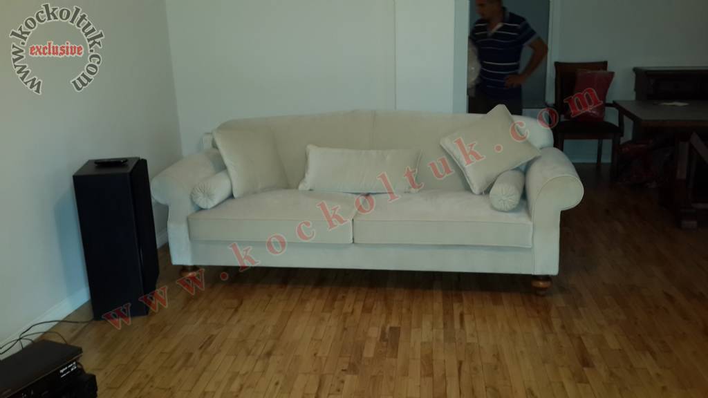 Krem Modern Üçlü Koltuk
