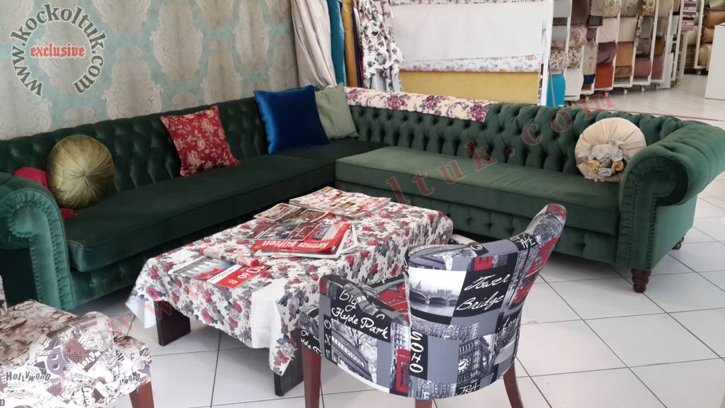 Yeşil Renk Köşe Koltuk