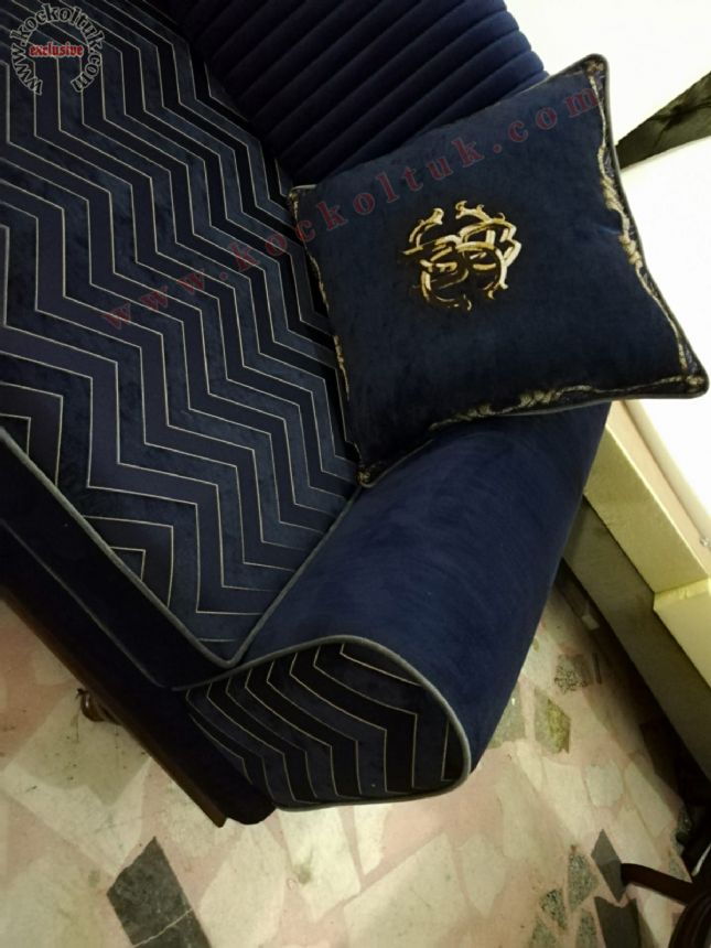 mavi üçlü kanepe avangart art deco luxury