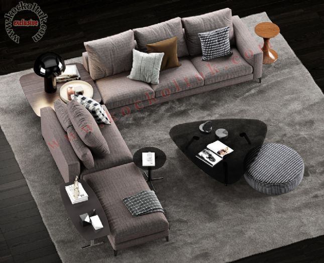 Modern L Köşe Koltuk Takımı gri krem bej tonlar