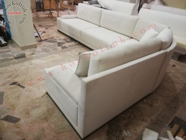 modern köşe koltuk kanepe özel ölçü tasarım beyaz kumaş