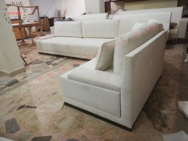 modern köşe koltuk kanepe özel ölçü tasarım beyaz kumaş