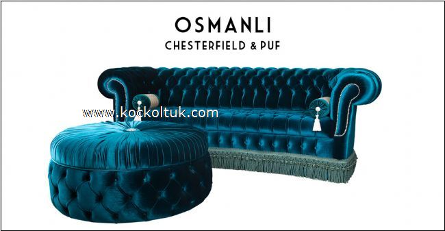 Kadife Lüks Chester Koltuk OSMANLI CHESTERFIELD PUF