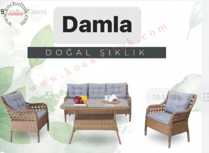 Damla Koltuk takımı rattan lüks rahat bahçe mobilya masa koltuk takımı