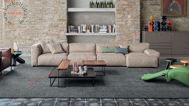 Relax Yumuşak L Koltuk Modeli Bej Modern Tasarım